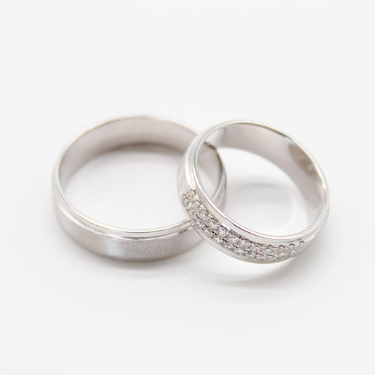 18k witgouden koppel trouwringen met 0,34ct diamanten