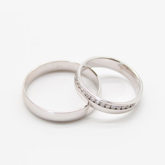 18k witgouden koppel trouwringen met 0,22ct diamanten