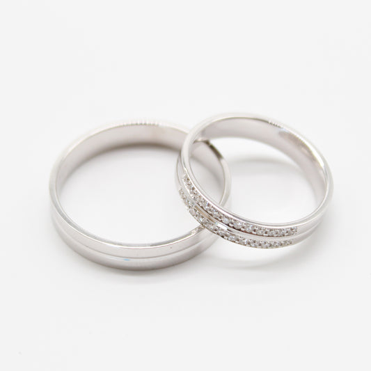 18k witgouden koppel trouwringen met 0,22ct diamanten